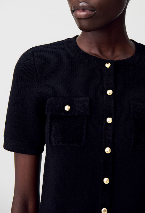 Cardigan de punto de terciopelo