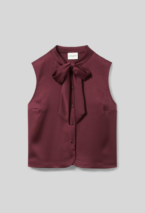 Camisa satinada sin mangas