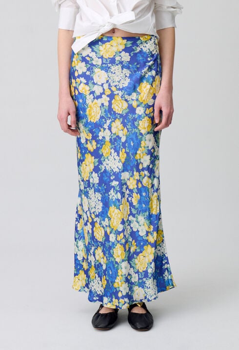 Falda midi de flores