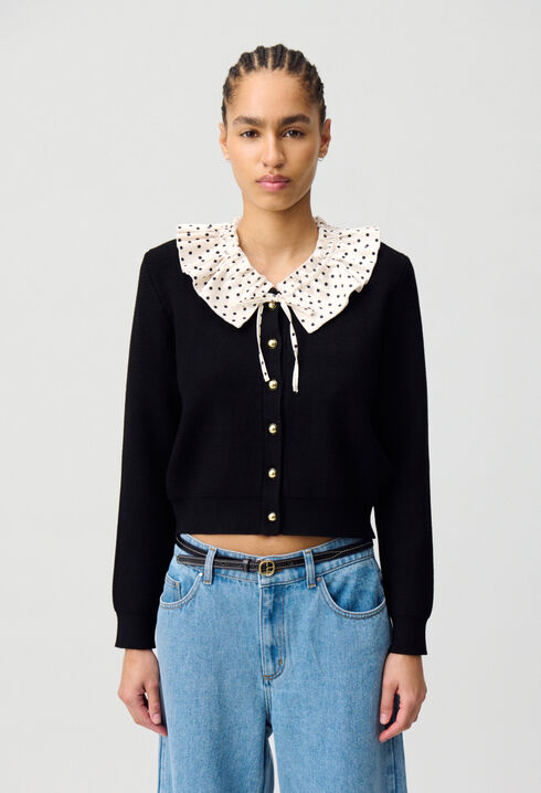 Cardigan de punto fino con cuello