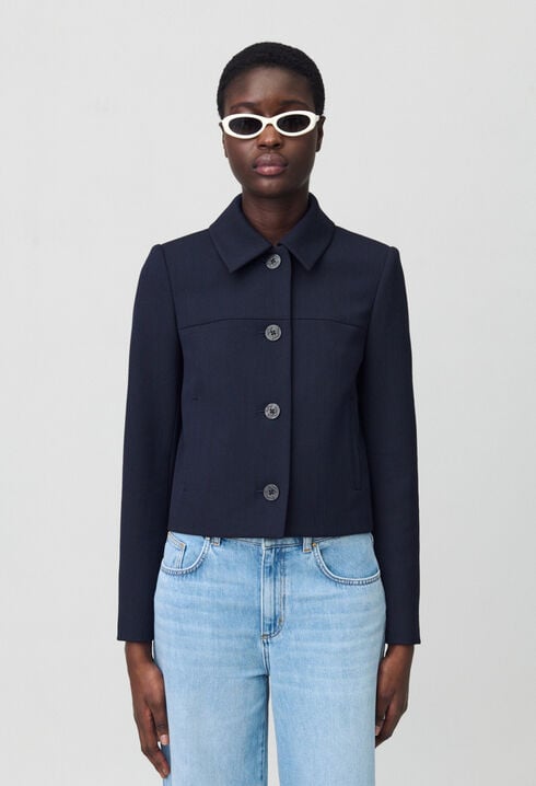 Chaqueta caja azul marino