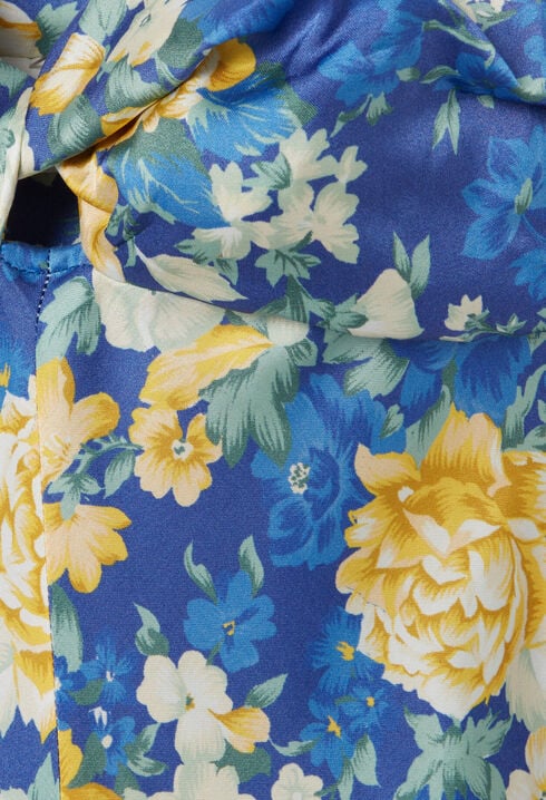 Vestido largo satinado estampada