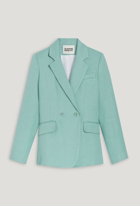 Chaqueta de traje mezcla lino verde agua