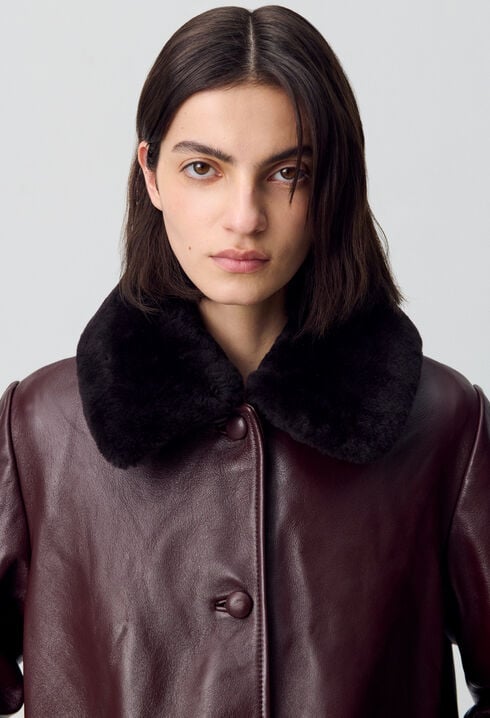 Chaqueta de cuero estilo oversize