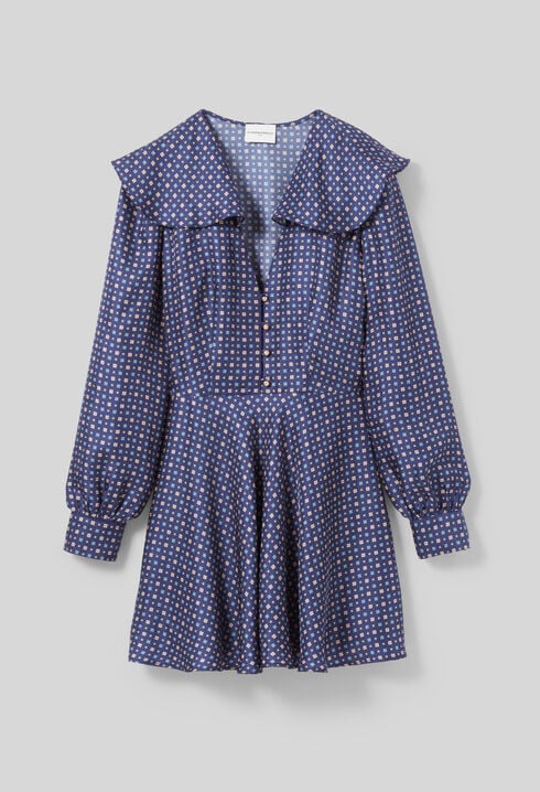 Vestido corto de seda estampada