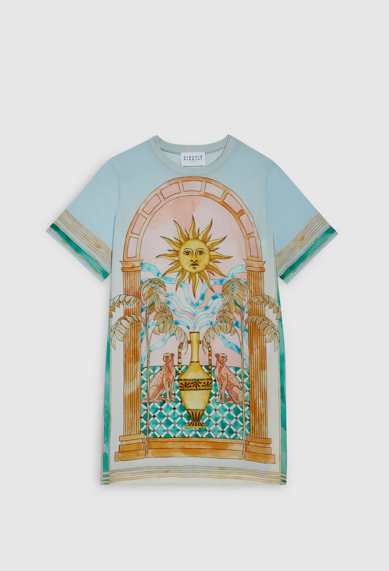 Vestido camisero de seda estampado