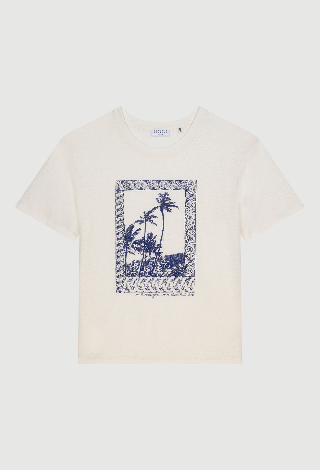 Camiseta con serigrafía de palmera