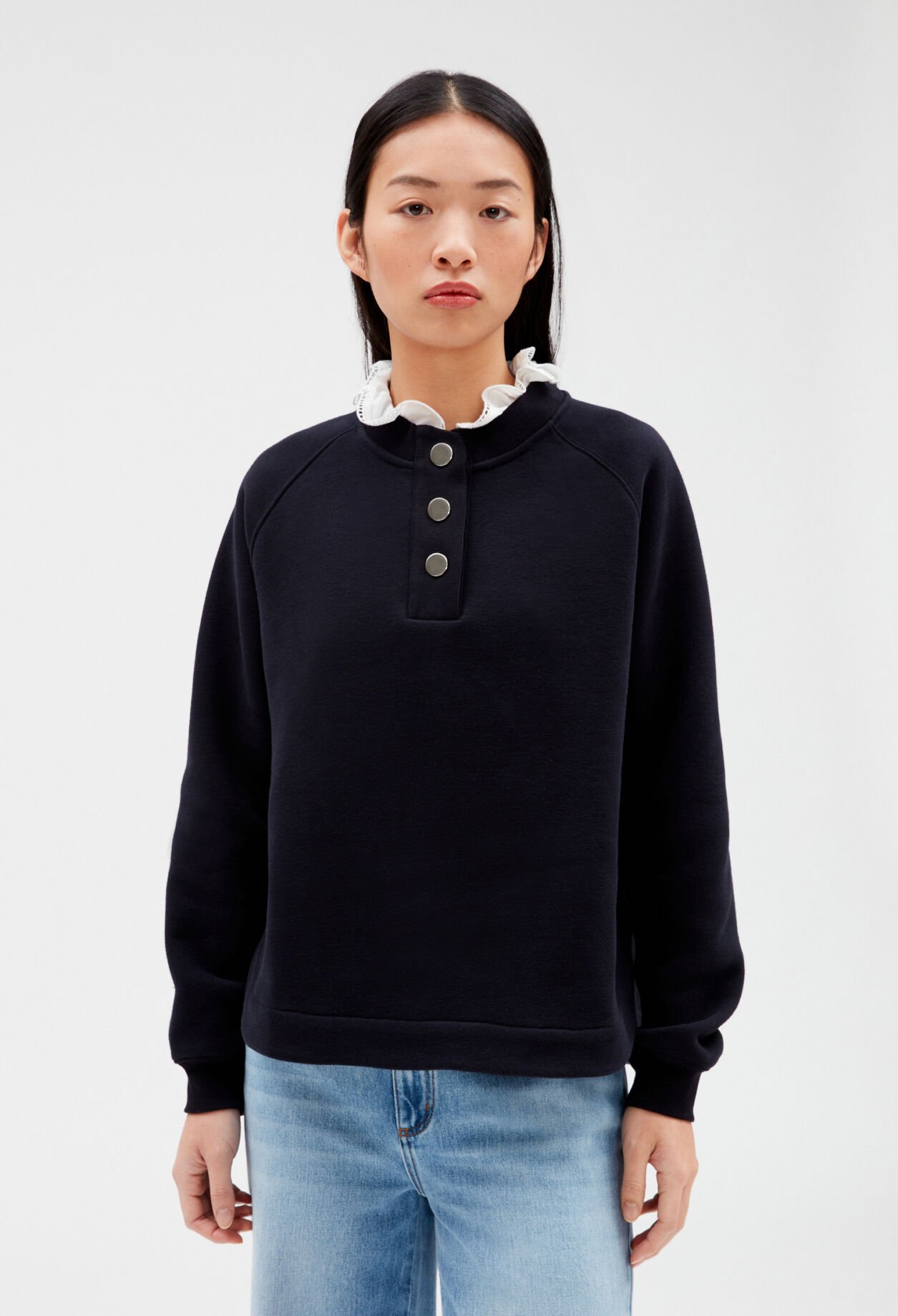 Sudadera con cuello extraíble azul