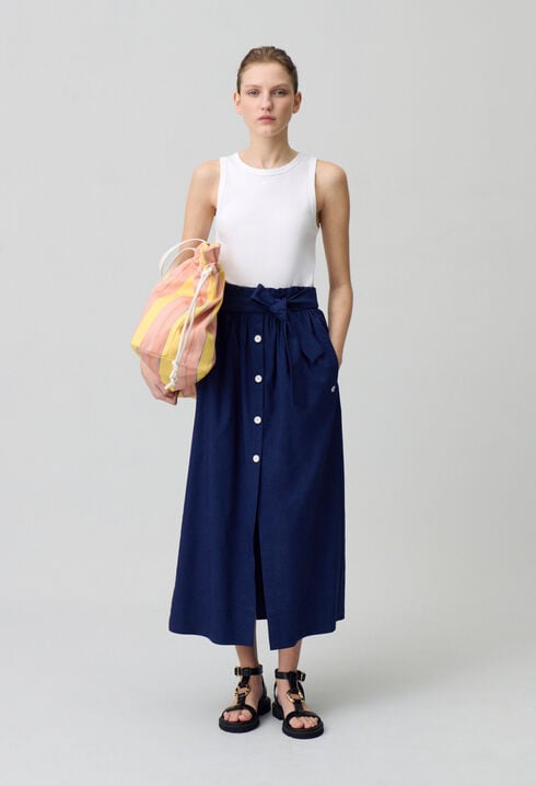 Falda midi con botones