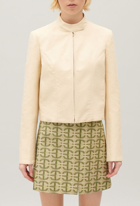 Cazadora biker beige claro