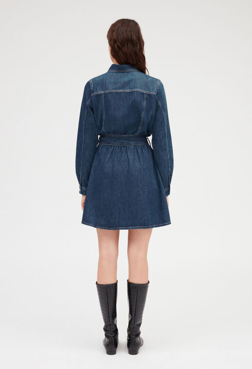 Vestido corto denim mid blue