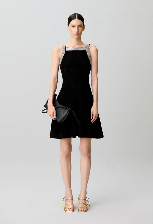 Vestido evas&eacute; terciopelo perlas