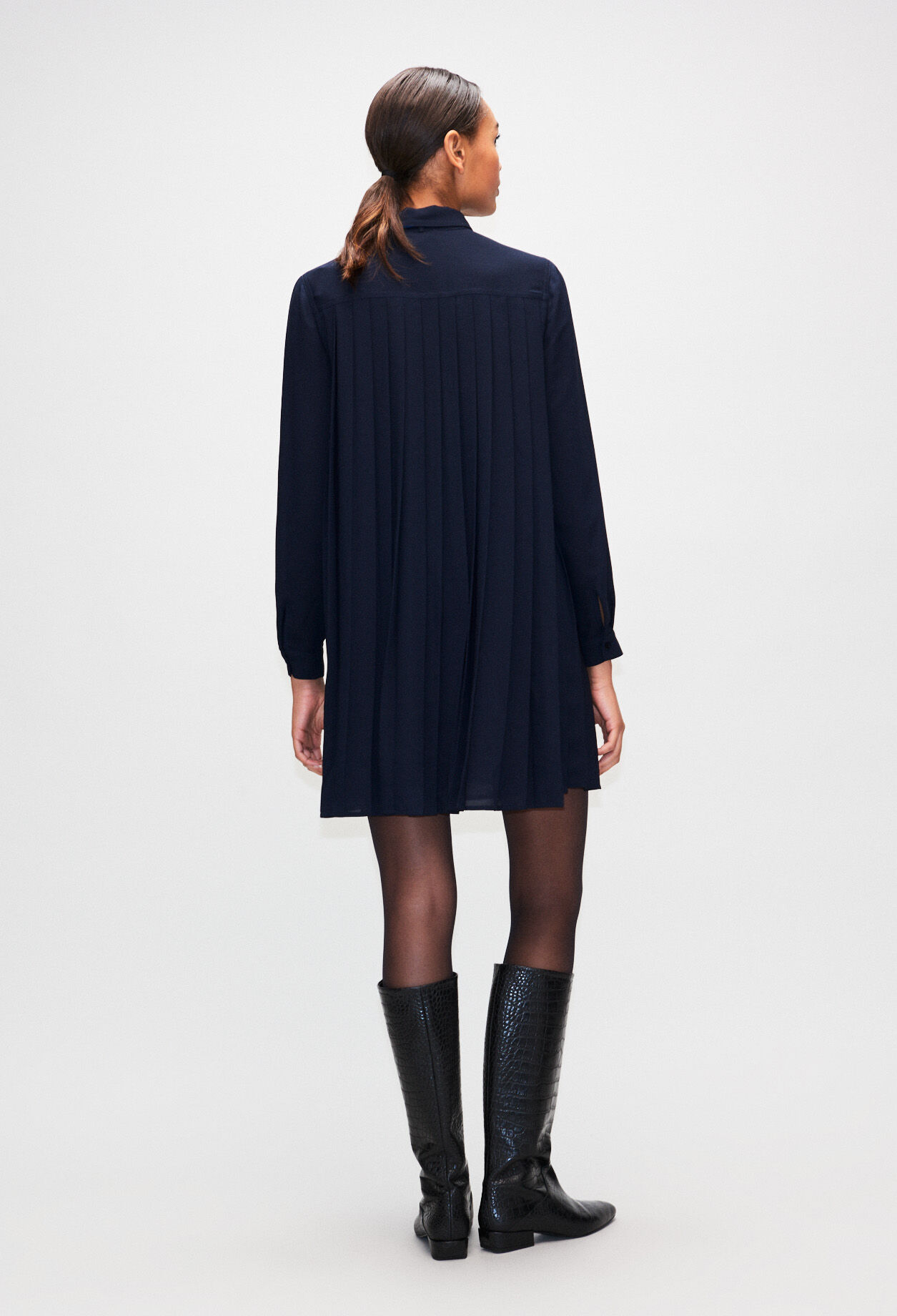 Vestido camisero plisado Lavallière