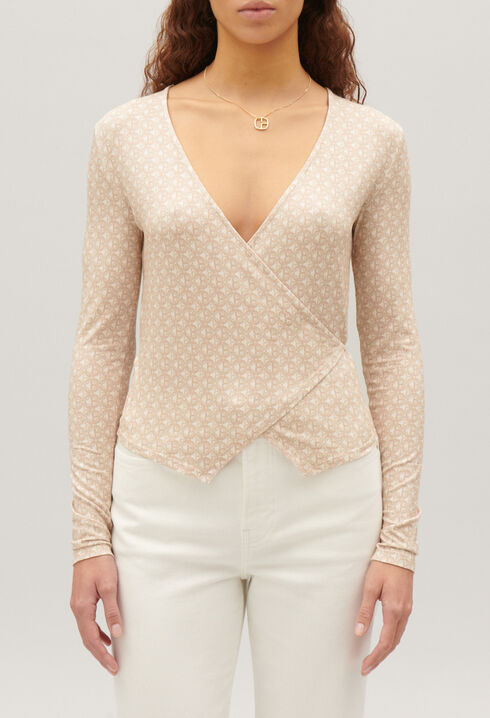 Top cruzado beige