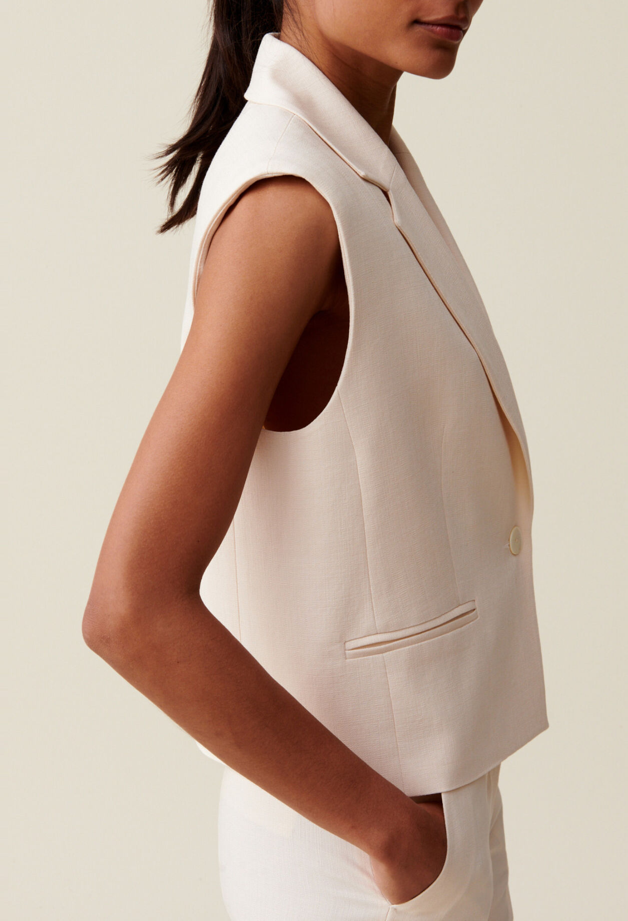 Chaqueta de traje marfil