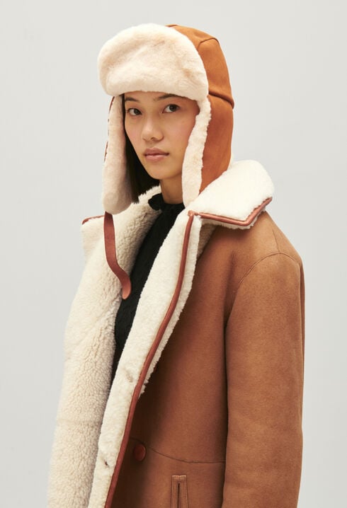 Gorro de piel de ante