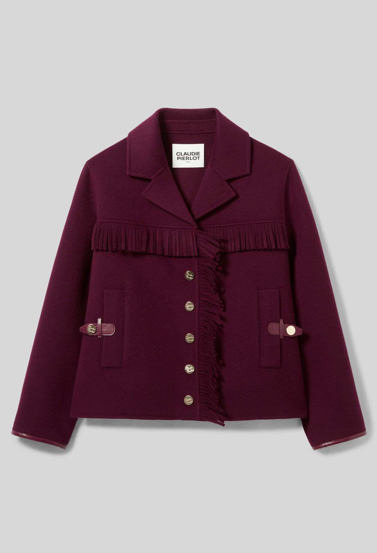 Abrigo corto de lana con flecos