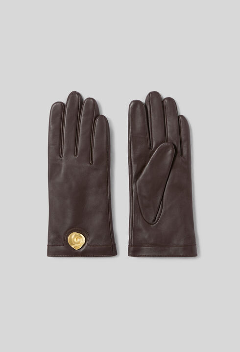 Guantes piel lisa joya dorada