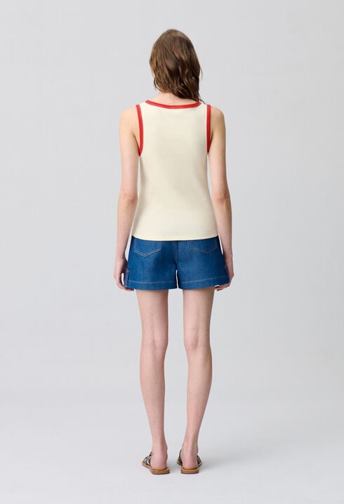 Camiseta sin mangas con contraste