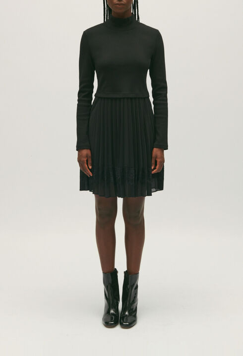 Vestido Twist corto plisado negro 
