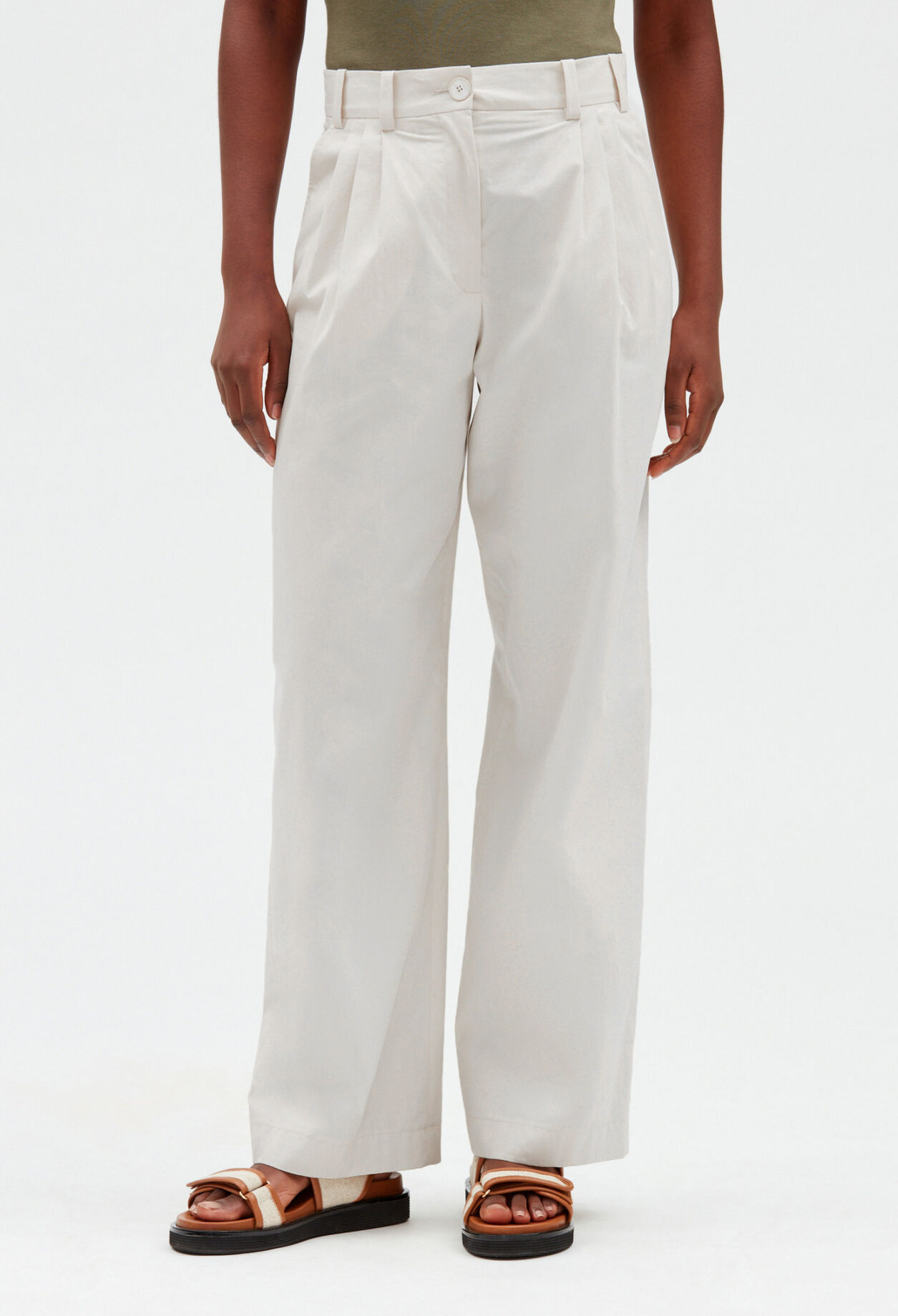 Pantalón ancho marfil