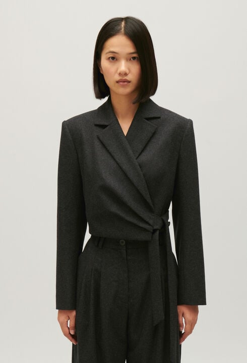 Chaqueta de traje corta gris chiné