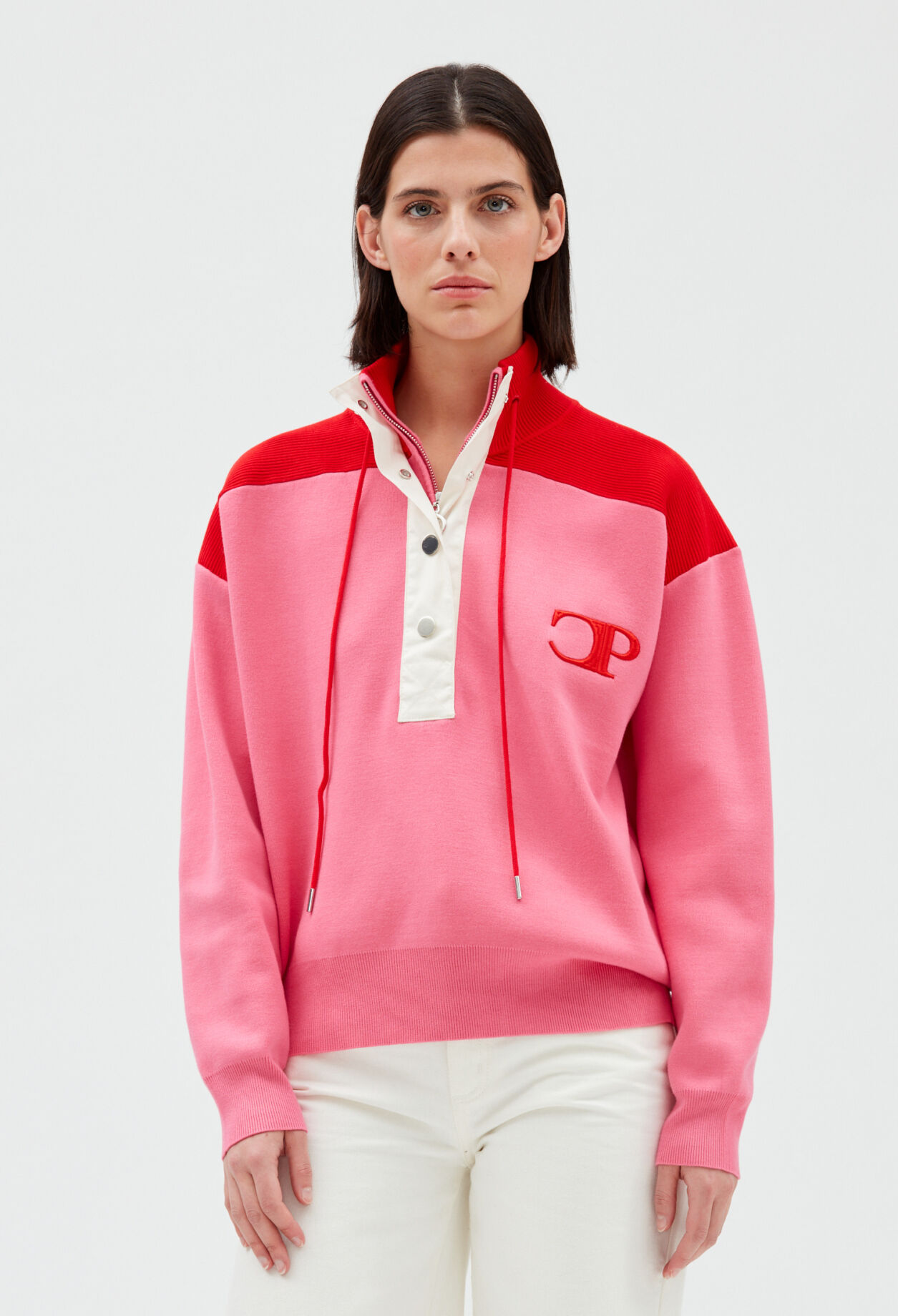 Sudadera de cuello alto con botones