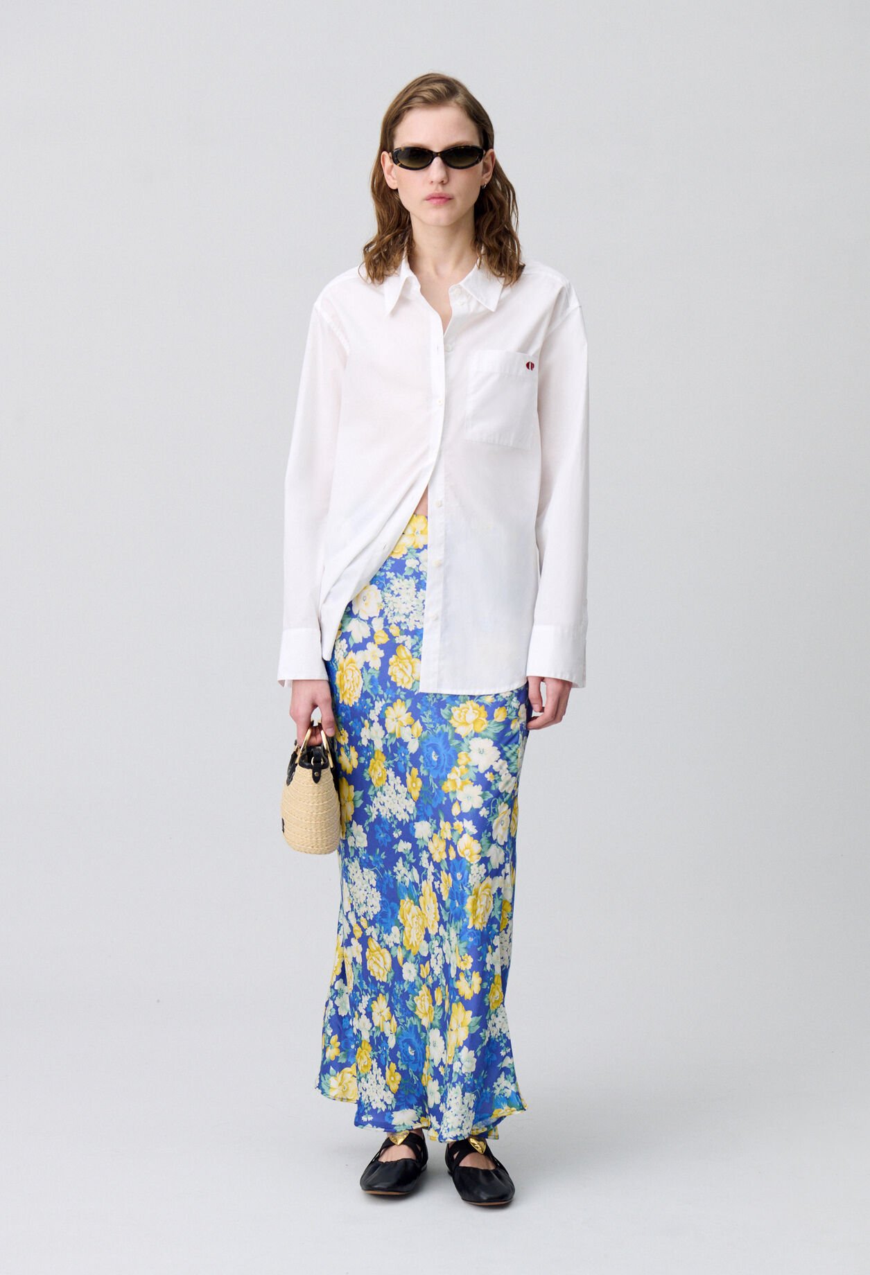 Falda midi de flores