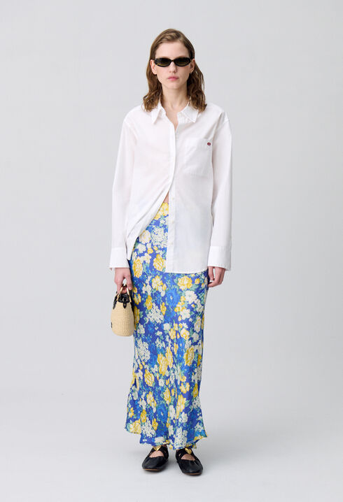 Falda midi de flores