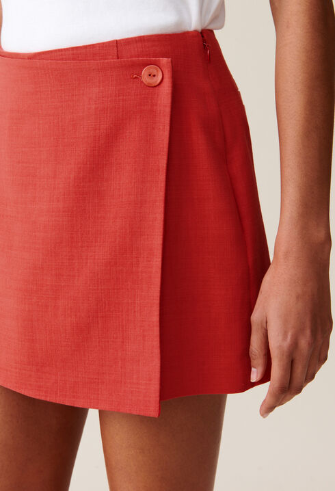 Falda-pantal&oacute;n cruzada terracota
