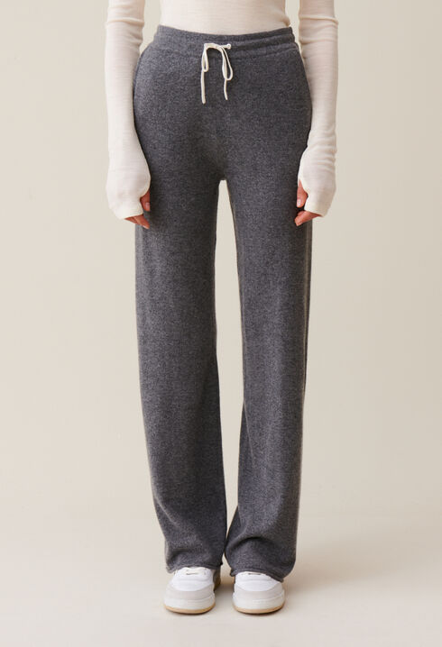 Pantalón fluido gris de cachemir