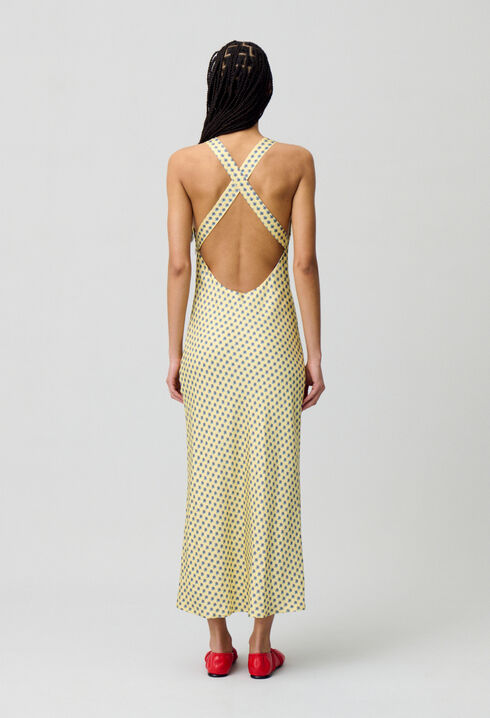 Vestido largo de raso
