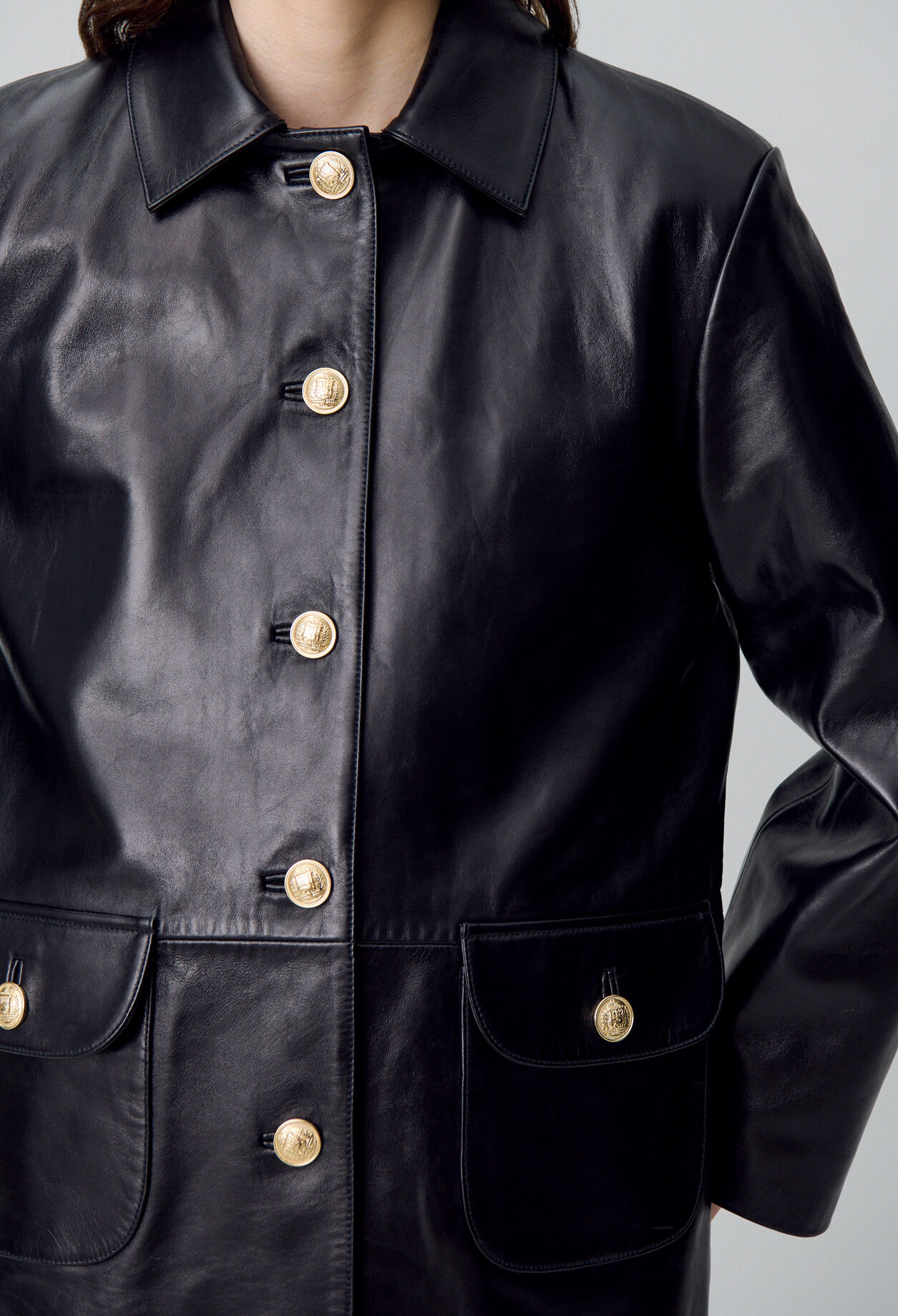 Chaqueta de cuero estilo oversize