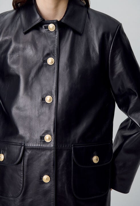 Chaqueta de cuero estilo oversize