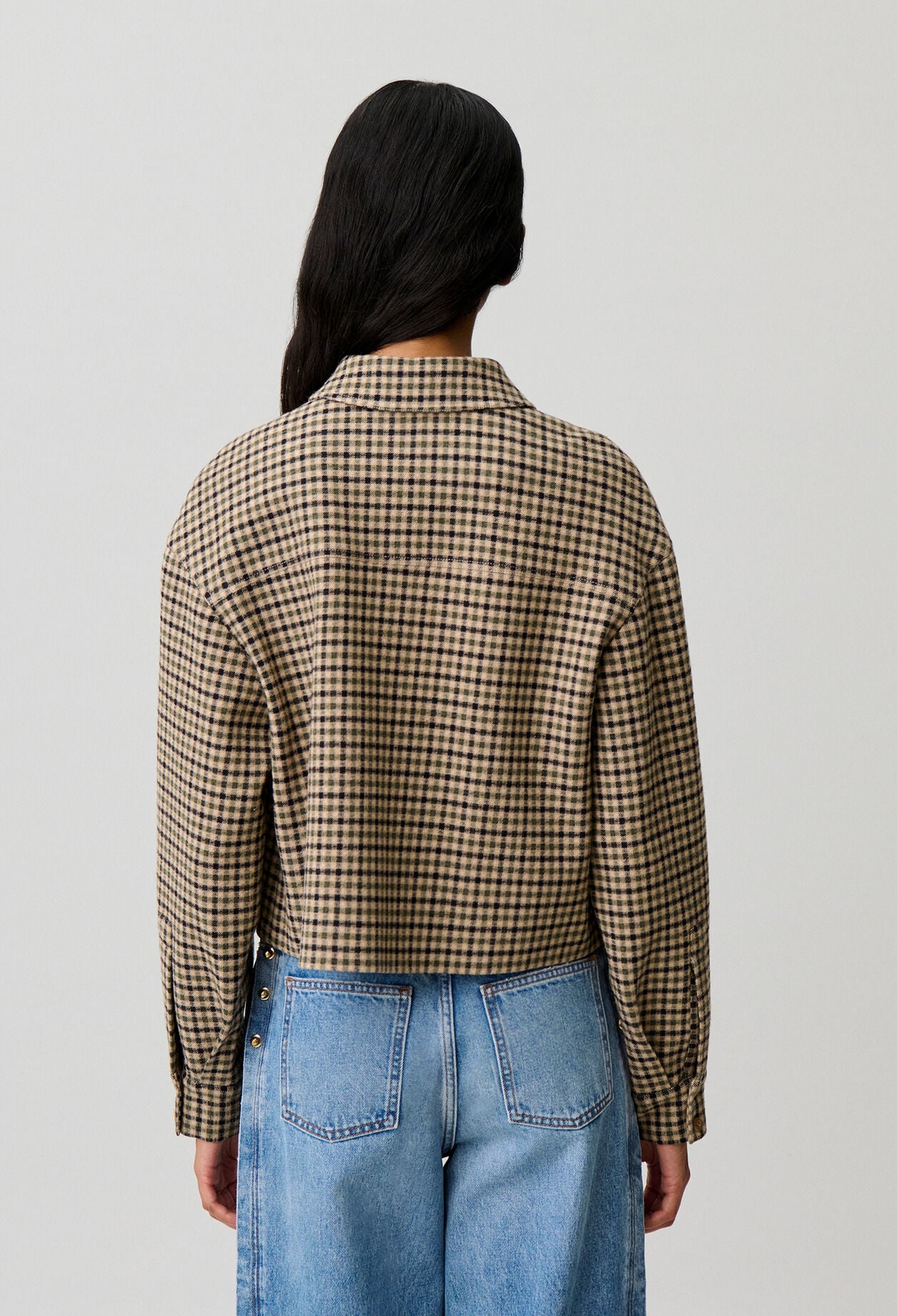 Chaqueta corta de lana a cuadros