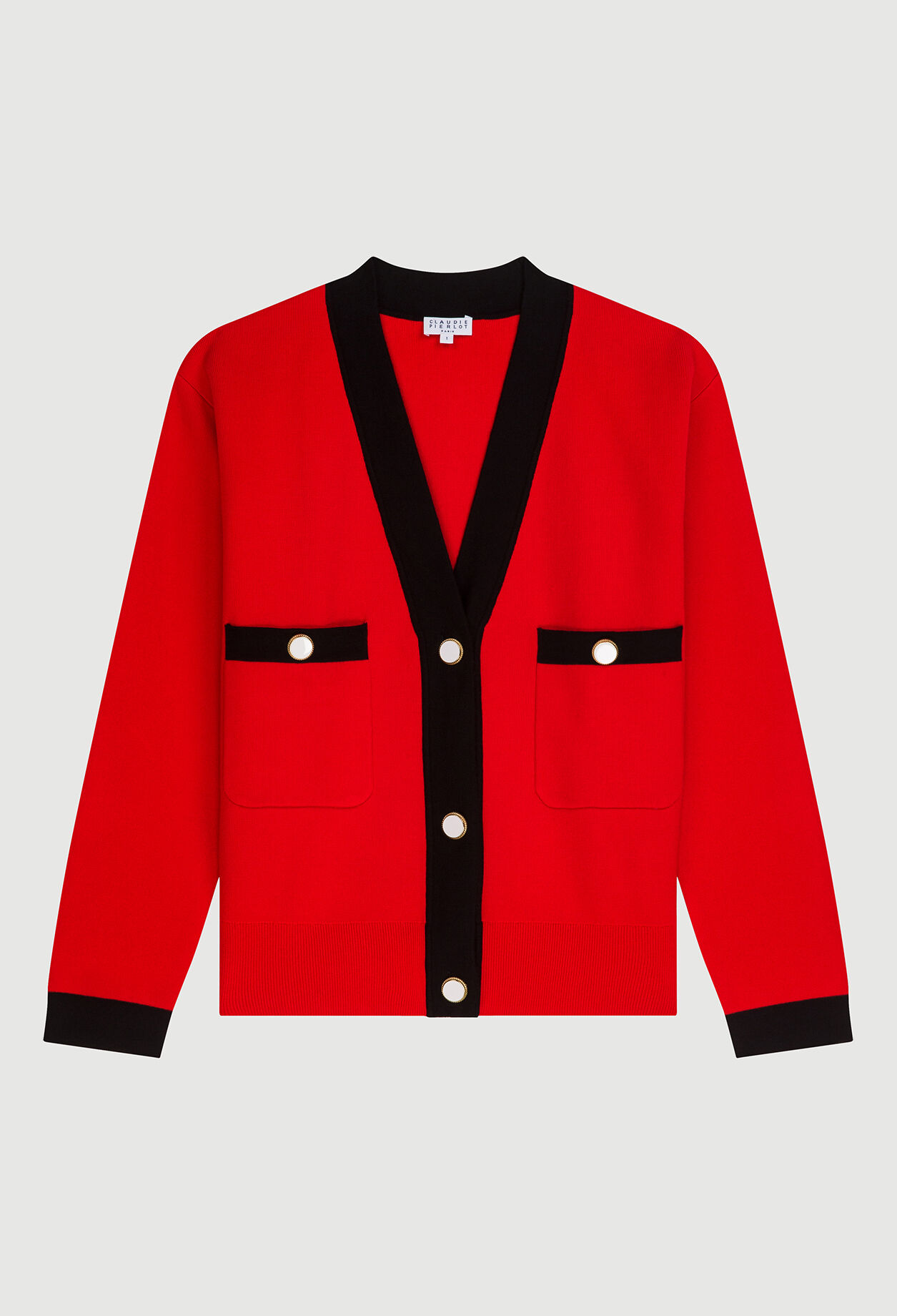 Cárdigan rojo y negro