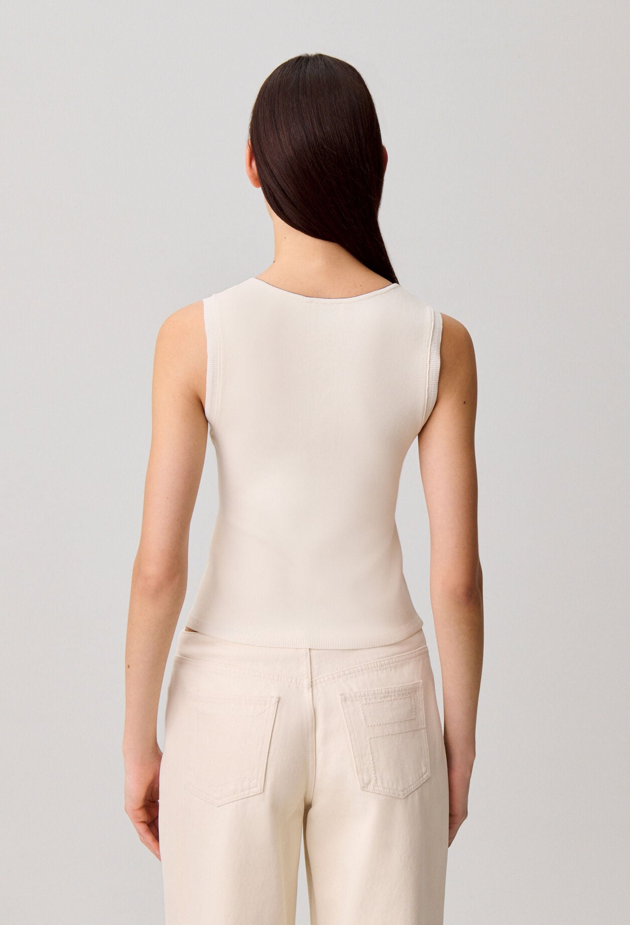 Top de punto cuello redondo
