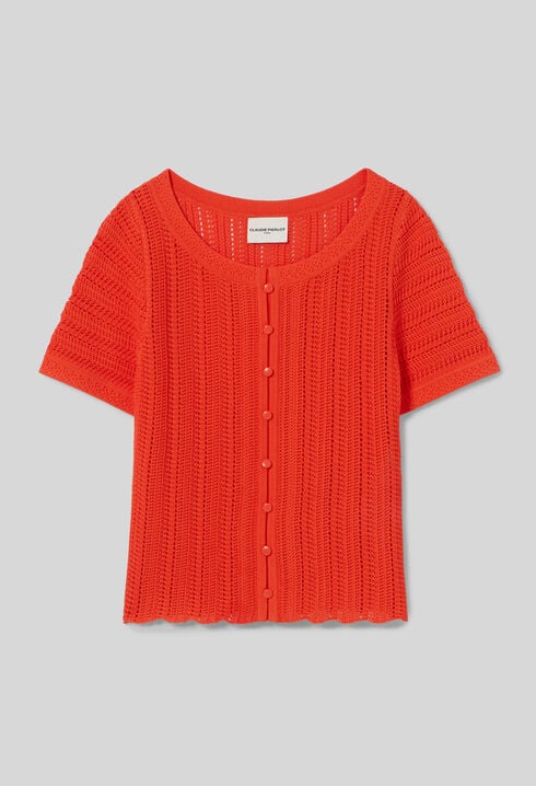 Top de ganchillo manga corta