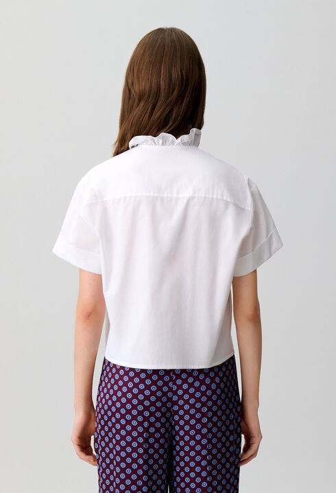 Camisa popel&iacute;n cuello victoriano