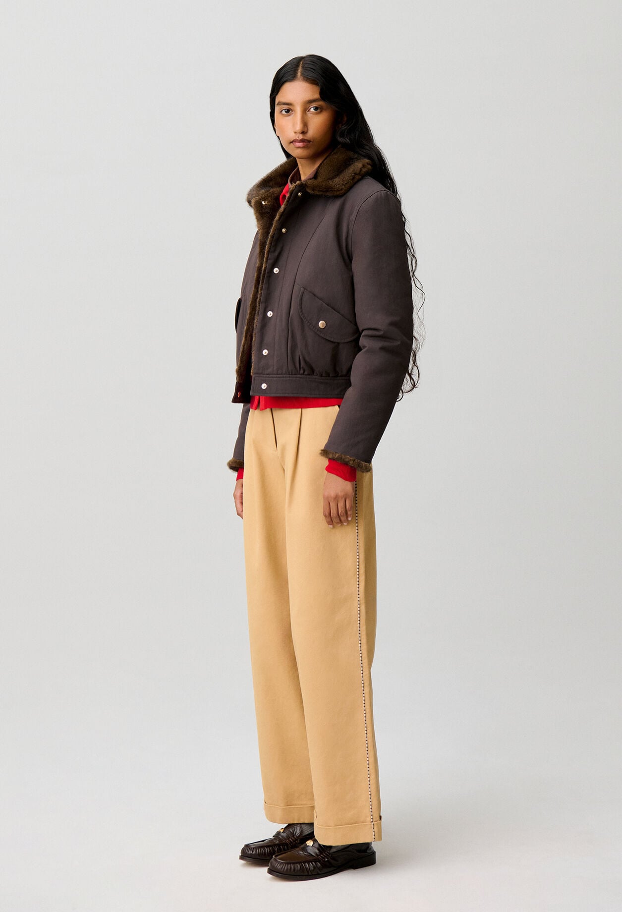 Parka corta de nylon reversible