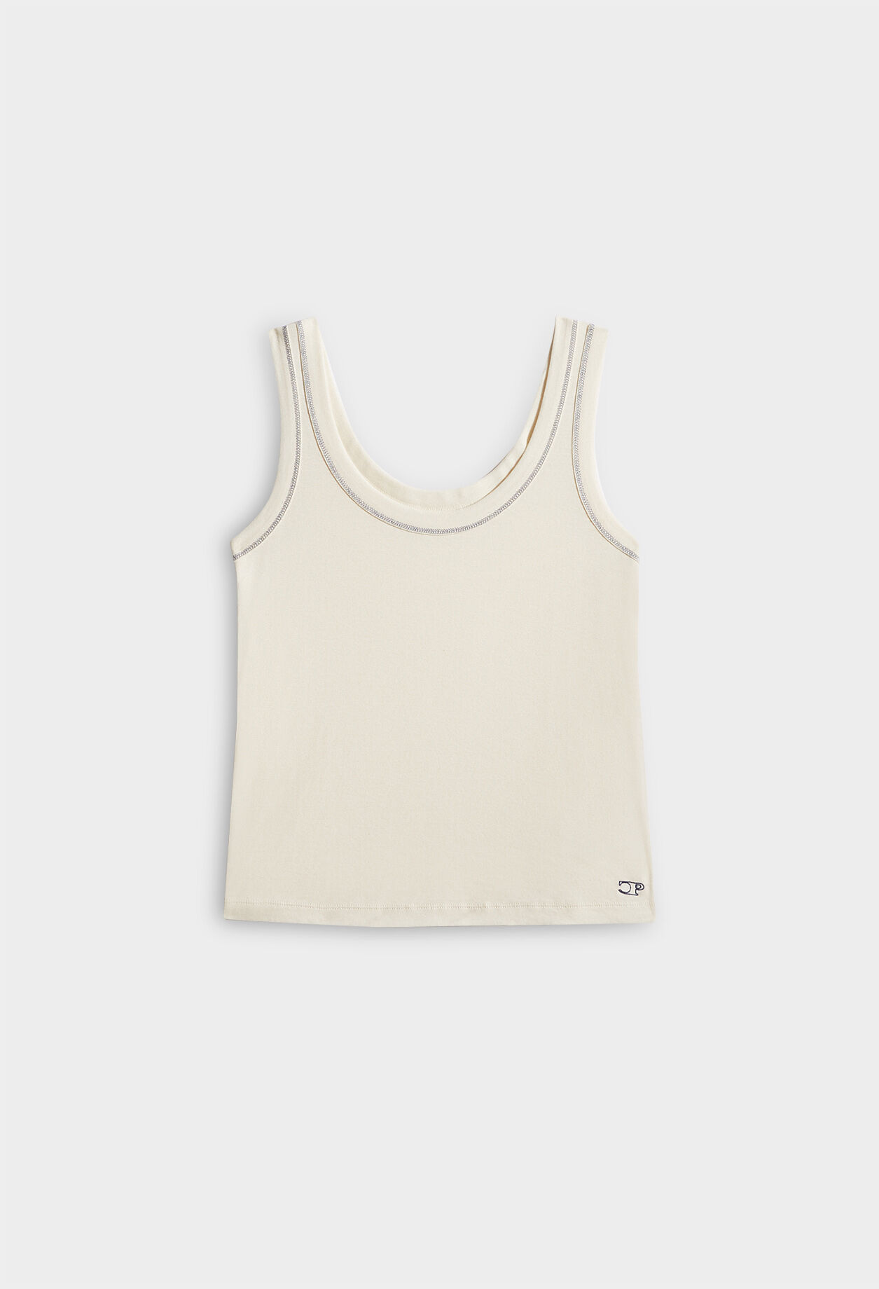 Camiseta pespunteada de algodón bio