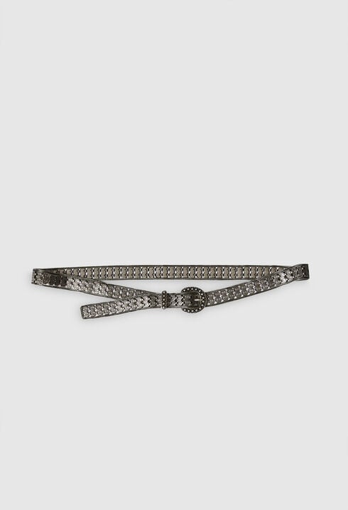 Cinturón plateado flexible metálico