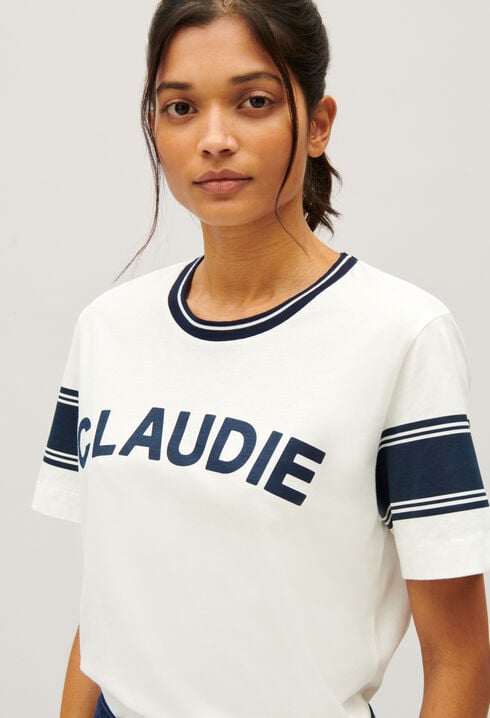 Camiseta Claudie azul y blanca