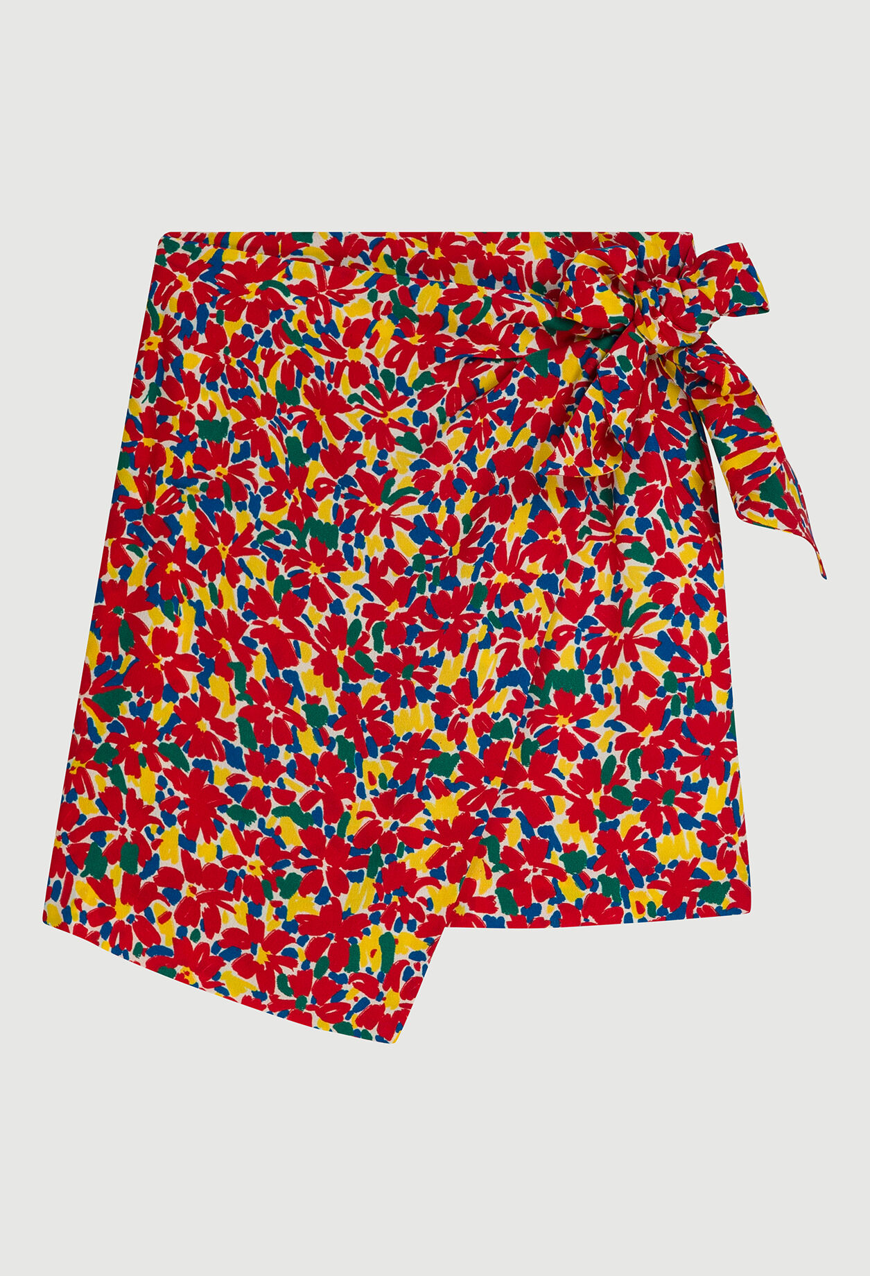 Falda corta cruzada estampada