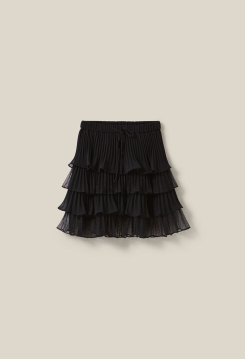 Falda corta negra volantes