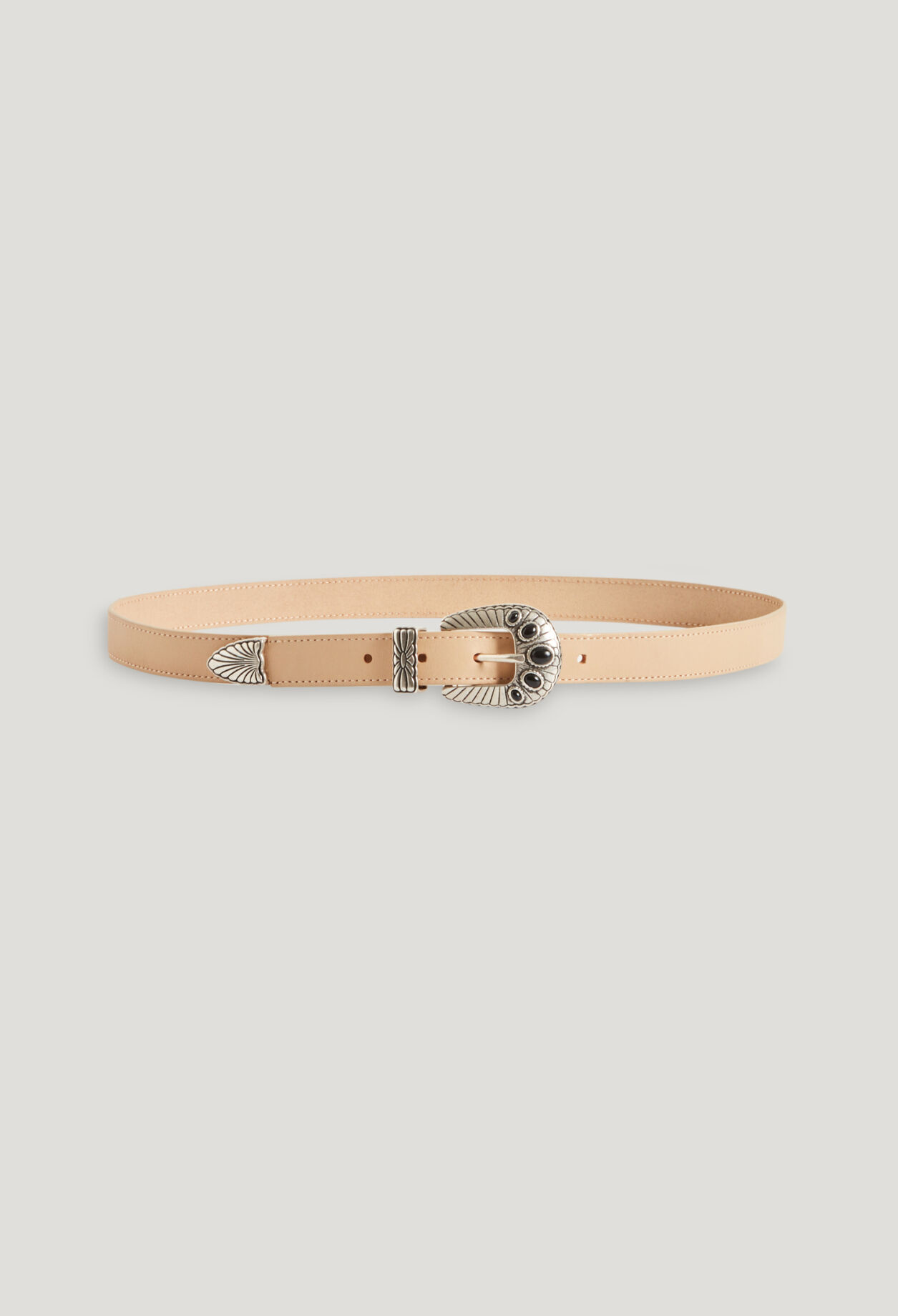Cinturón de cuero beige
