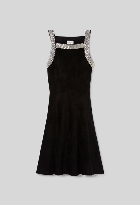 Vestido evas&eacute; terciopelo perlas