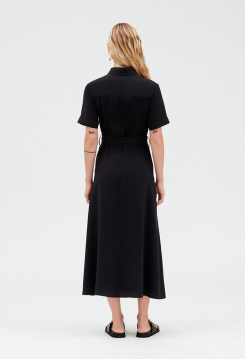 Vestido midi fluido de manga corta 