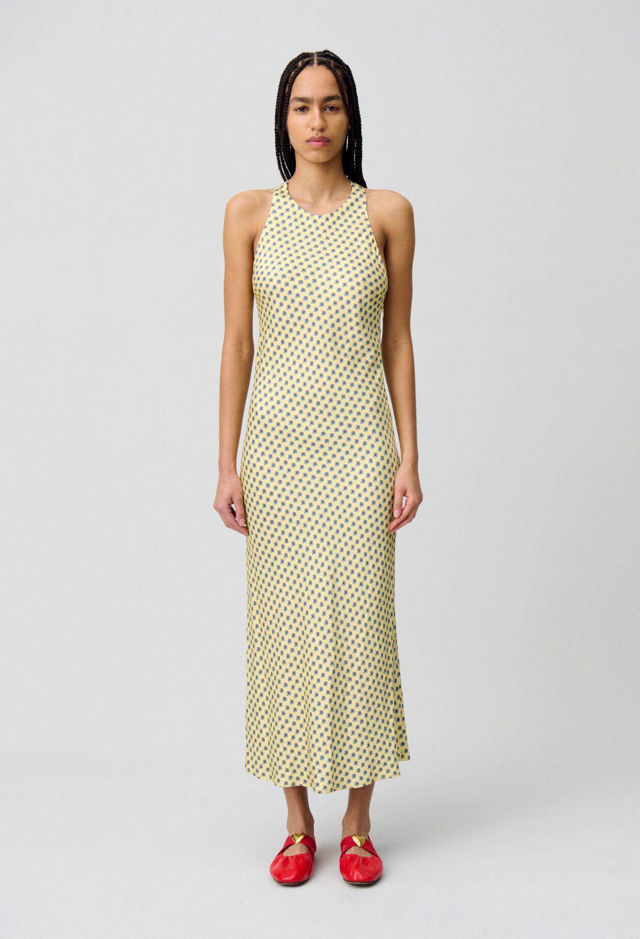 Vestido largo de raso