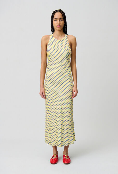 Vestido largo de raso